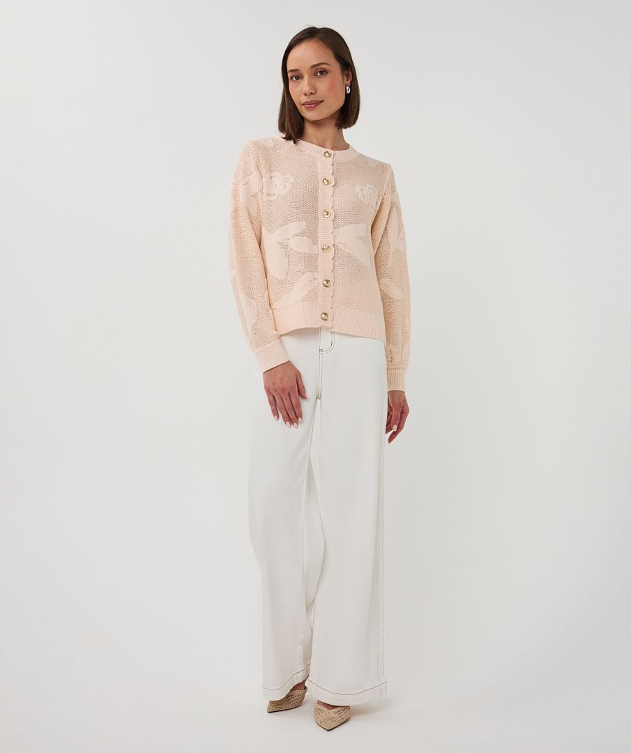 Esqualo Dames Cardigan: Belini kleur, met mouwen