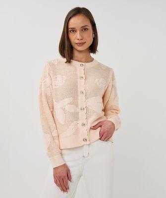 Esqualo Dames Cardigan: Belini kleur, met mouwen