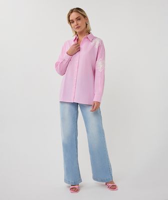 Esqualo bloes gestreept: Rose / wit, oversized