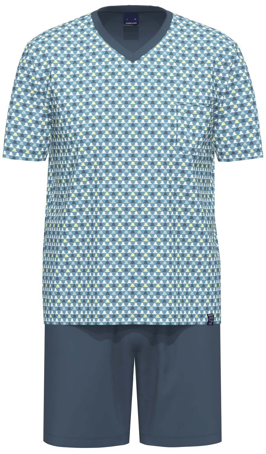 Ammann Herenpyjama: Korte mouw / short, blauw
