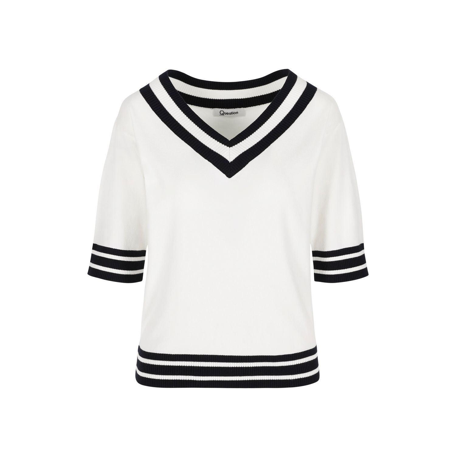 Question Punto Dames pull : Korte mouw, zwart / wit