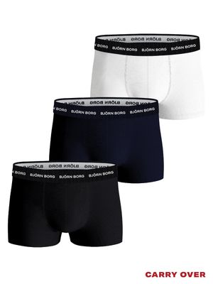 Bjorn Borg Boxer Heren: Cotton Stretch Trunk 3 pack, blauw / wit / zwart