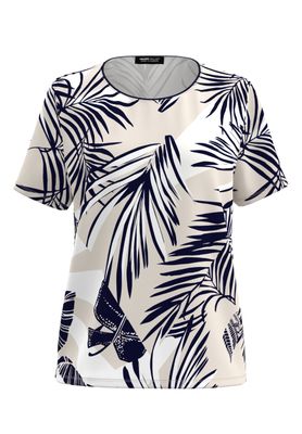 Frank Walder T-shirt: Bedrukt ( donker blauw / beige )