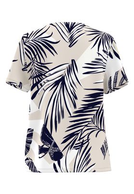Frank Walder T-shirt: Bedrukt ( donker blauw / beige )