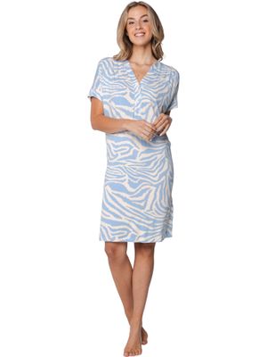 Pastunette nachthemd: Licht blauw, aangesneden mouw, lengte 95cm