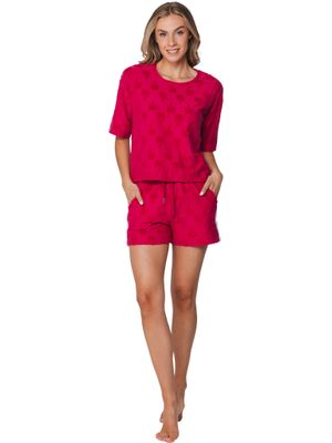 Pastunette Pyjama Dames: Dark Pink, Zomer badstof / geweven,