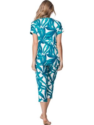 Pastunette Dames Pyjama: Turquoise, korte mouw - kniebroek