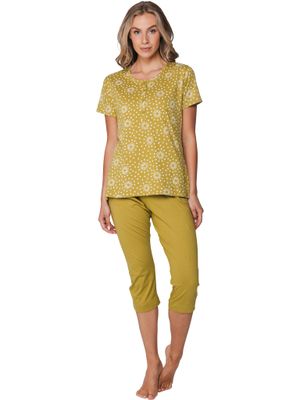 Pastunette dames pyjama: Groen, Korte mouw / kniebroek