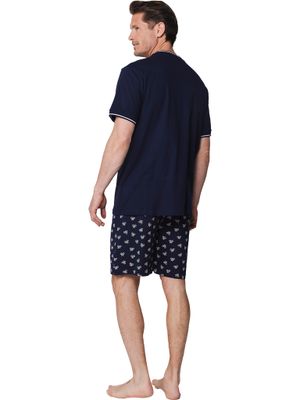 Pastunette Heren Pyjama: Blauw, Fiets motief