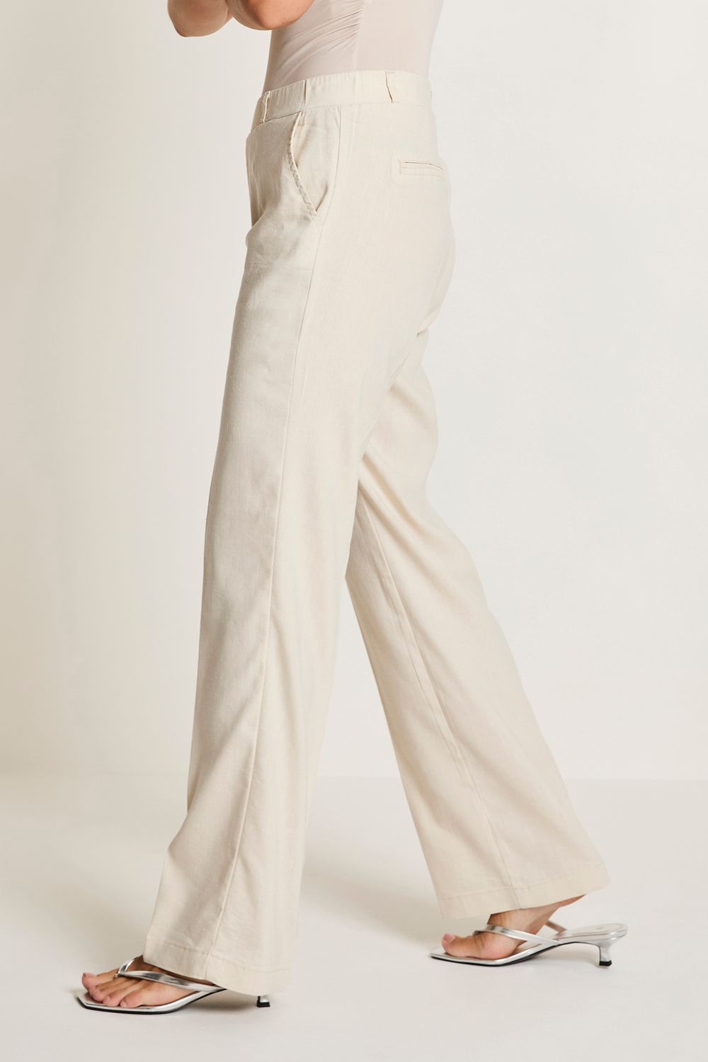 Para Mi Linnen Broek: Hannah, flowy linnen, Sand kleur