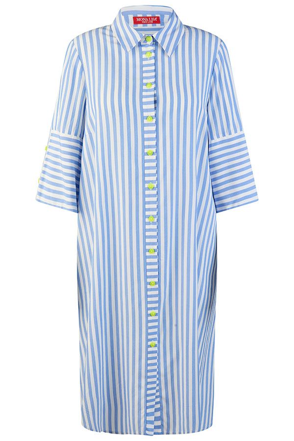 Mona Lisa Dames Hemdskleed: Doorknoop model gestreept ( tot duiste 50 )