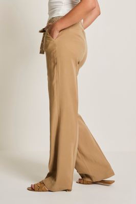 Para Mi Dames broek: Cloê Belt, Cotton Tencel, Camel, L32