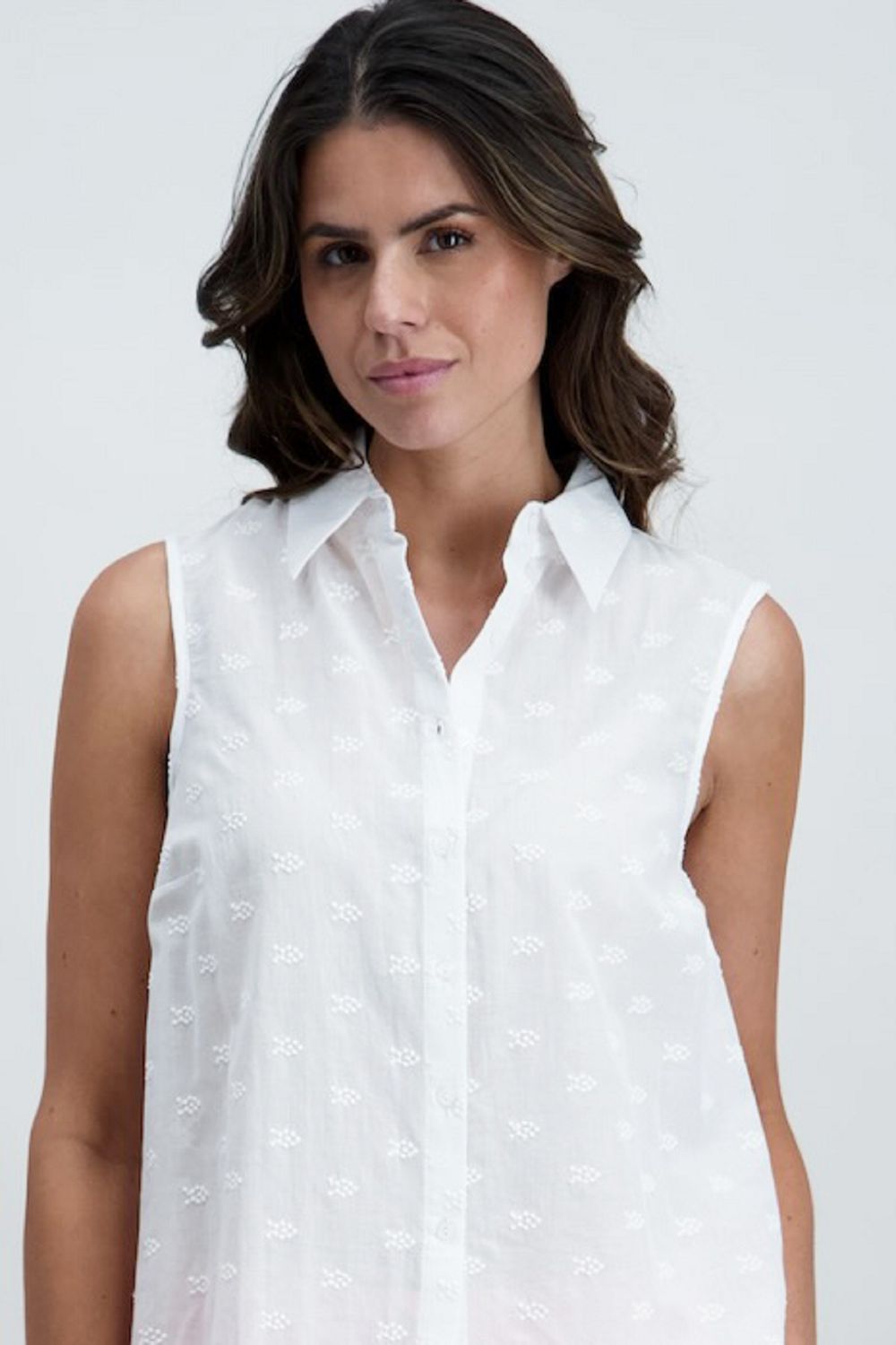 Signe Nature Zomer Bloes: Wit, Mouwloos