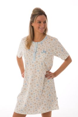 Perlina nachthemd dames: Babette, Blauw, lengte 100cm