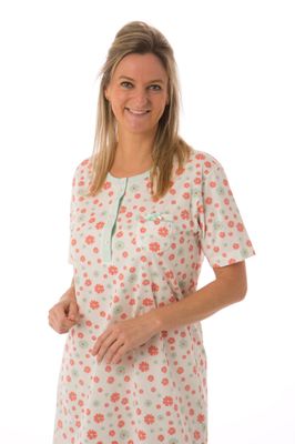 Perlina nachthemd dames: Babette, Groen, lengte 100cm