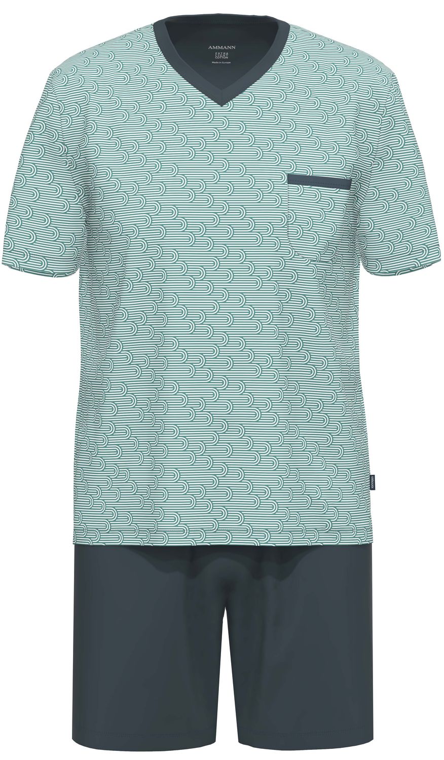 Ammann Heren Pyjama: Blauw, korte mouw / short