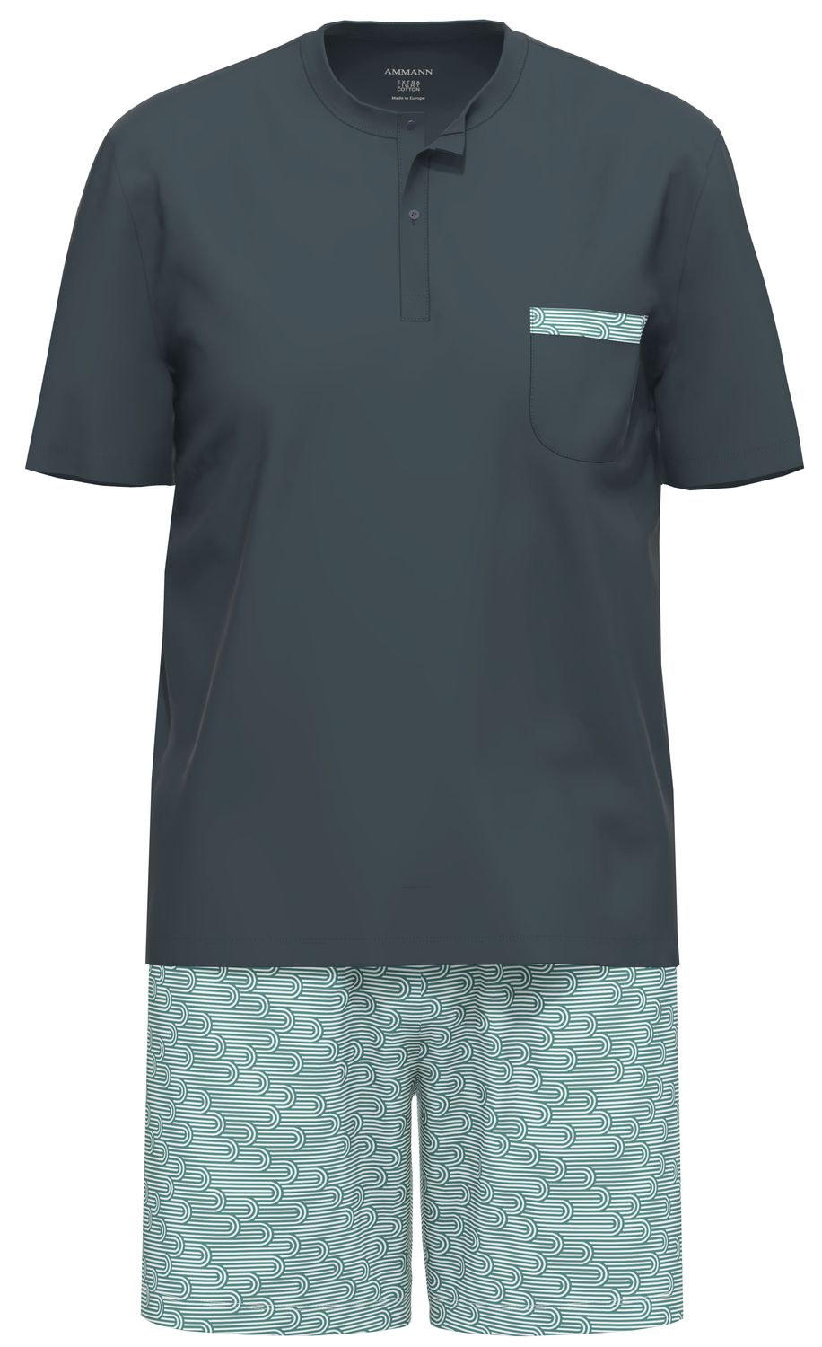 Ammann Heren Pyjama: Blauw, korte mouw / short