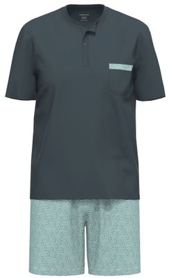 Ammann Heren Pyjama: Blauw, korte mouw / short