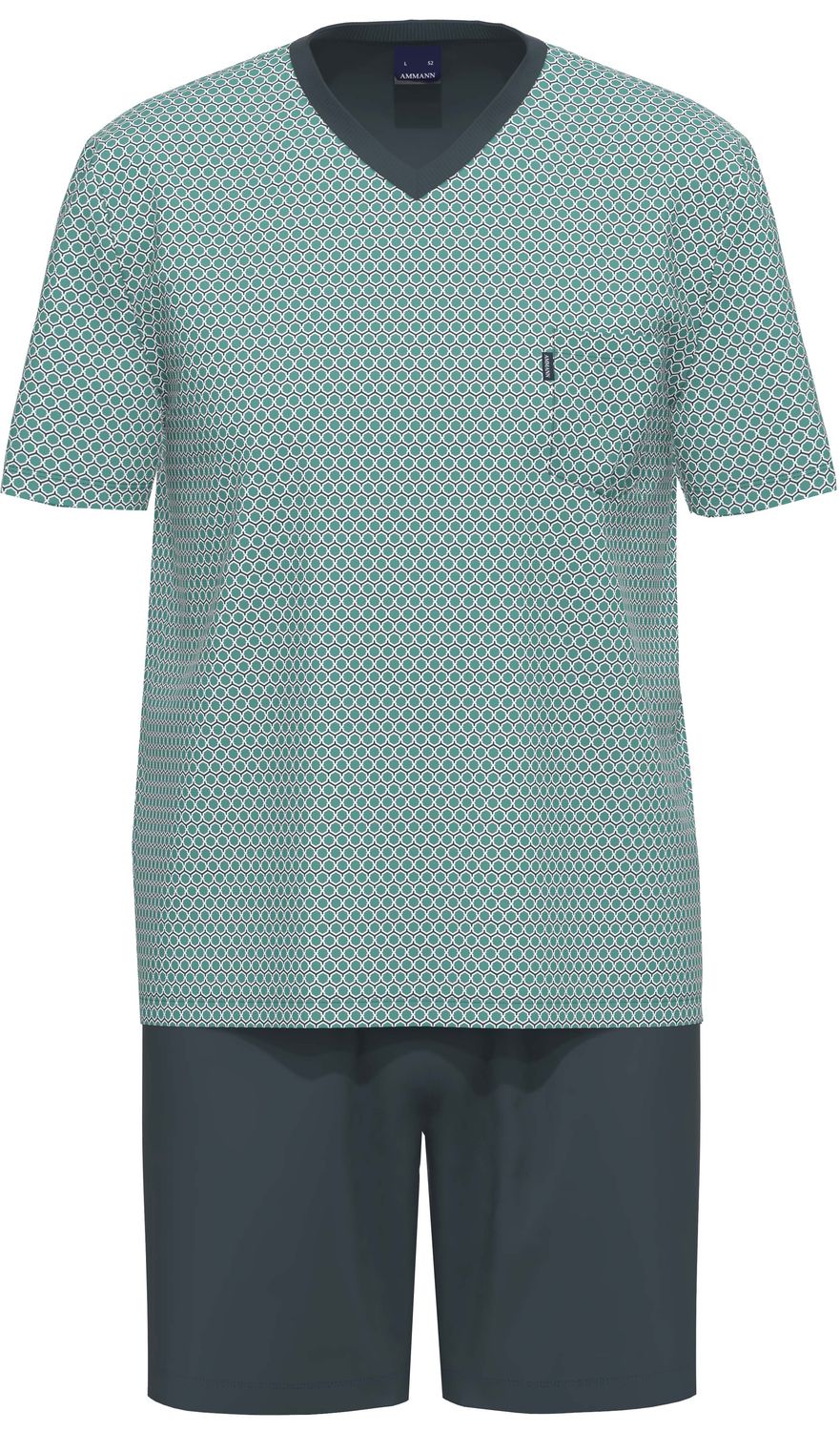 Ammann Heren Pyjama: Blauw, korte mouw / short,