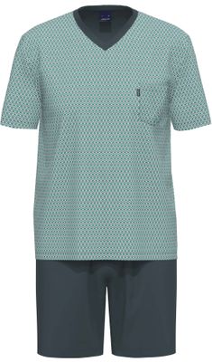Ammann Heren Pyjama: Blauw, korte mouw / short,