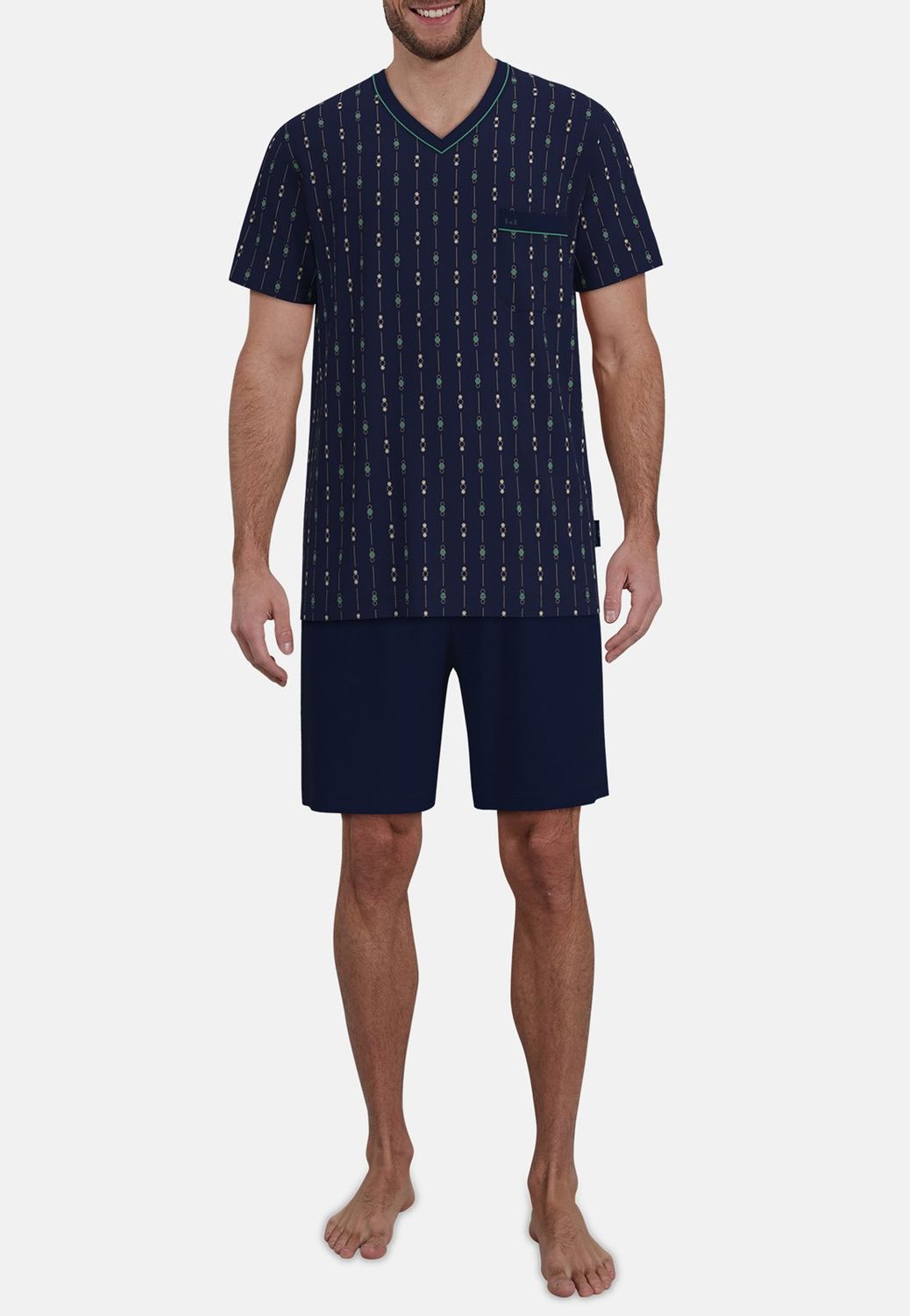 Gotzburg heren pyjama: Blauw, short / korte mouw
