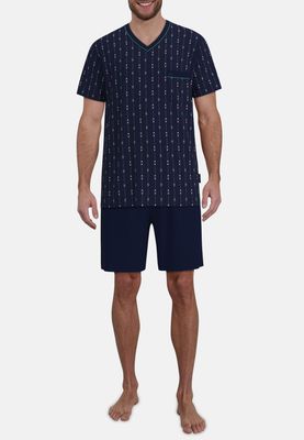 Gotzburg heren pyjama: Blauw, short / korte mouw