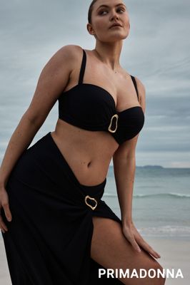 Prima Donna Swim Bikini top: Uvita, Zwart, Balconet model, europese maten ( Strapless mogelijk