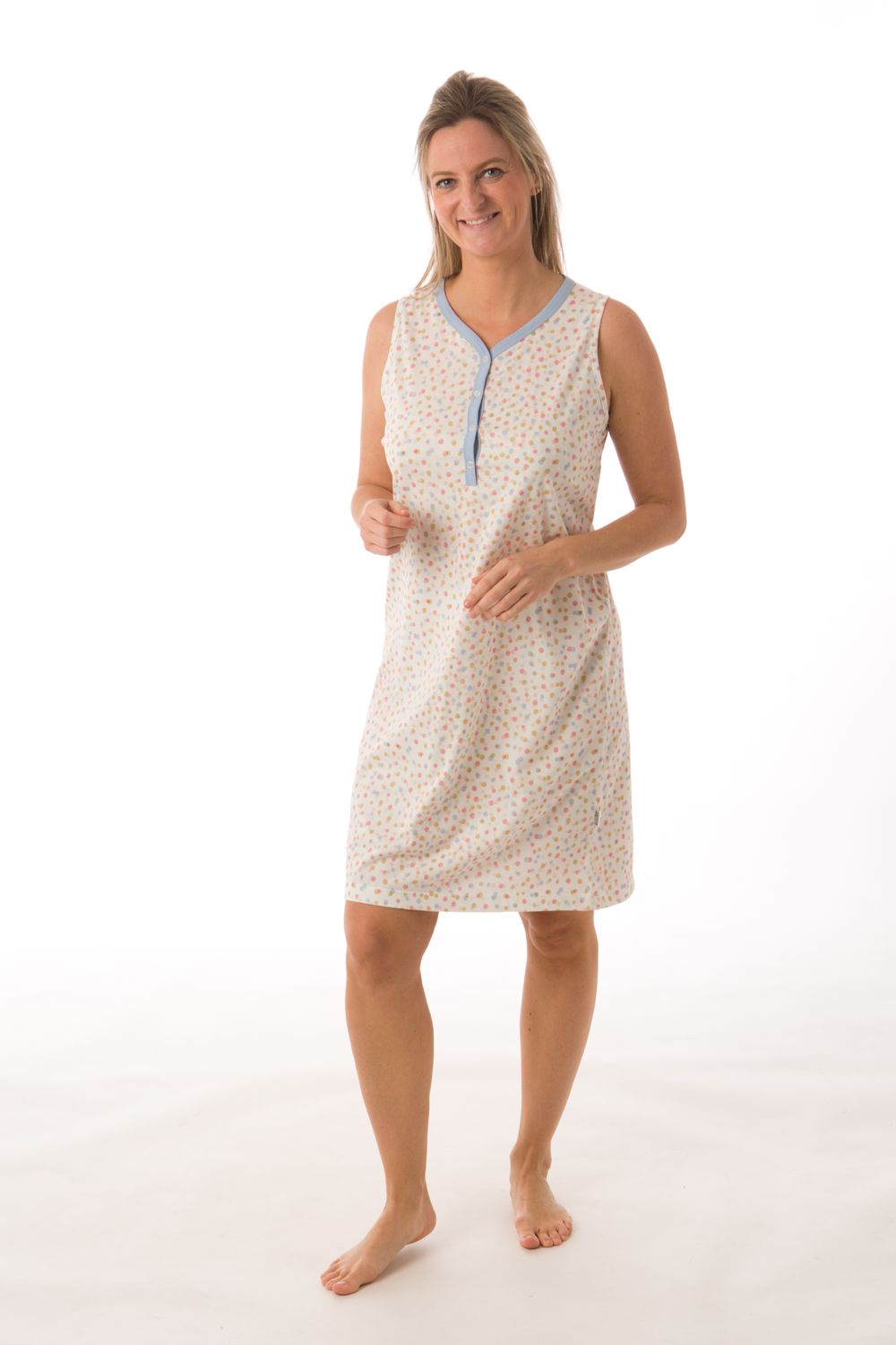 Perlina Nachthemd zonder mouwen: Asya, Blauw of Geel, 105cm, tot 5xl