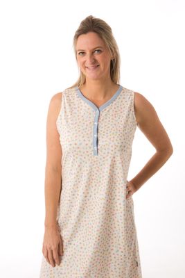 Perlina Nachthemd zonder mouwen: Asya, Blauw of Geel, 105cm, tot 5xl