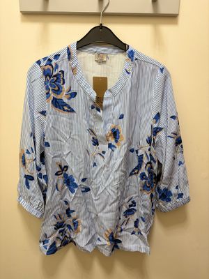 Mivida Bloes: Blauw gestreept met bedrukking