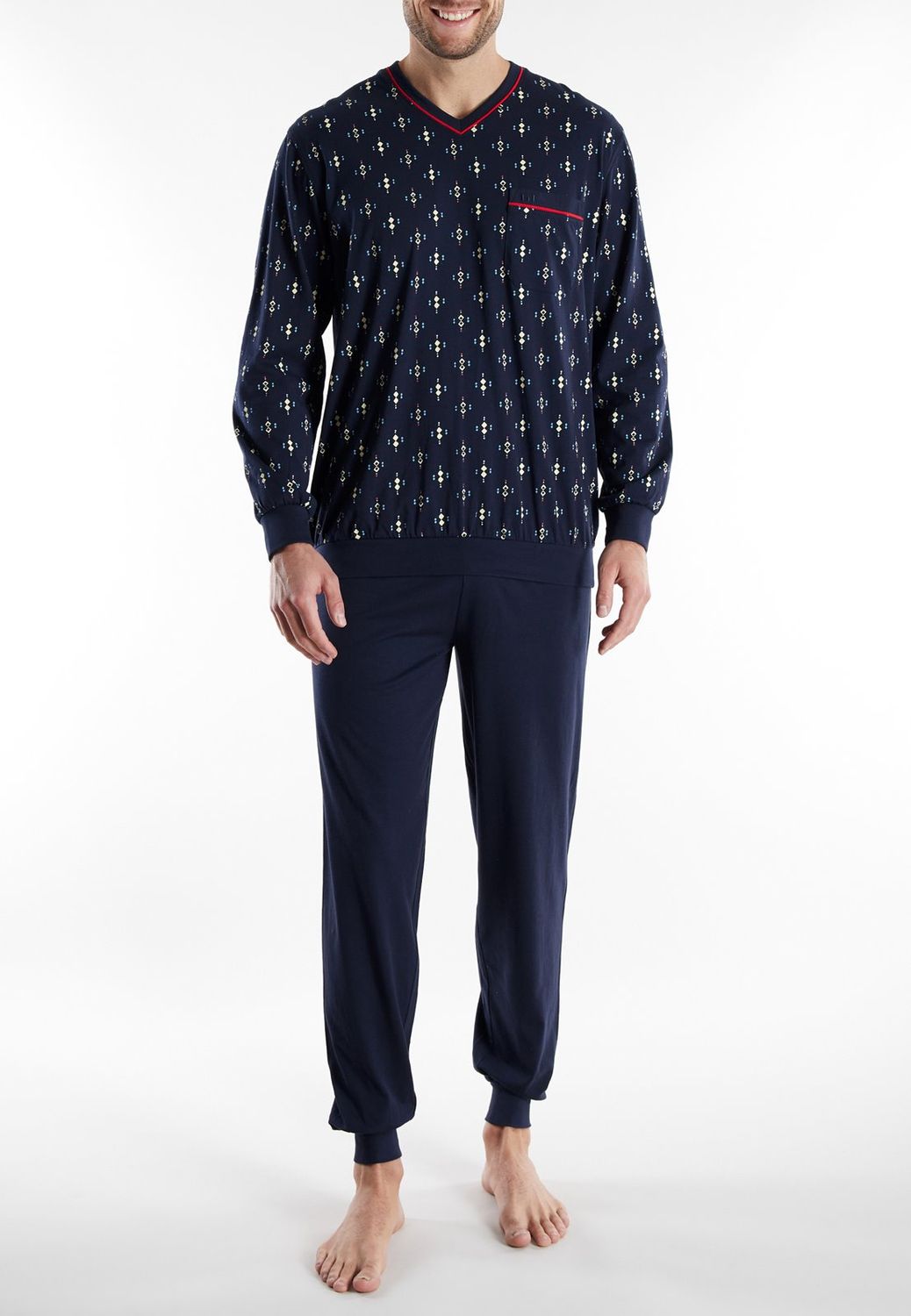 Gotzburg Heren pyjama: Blauw, Lange mouwen