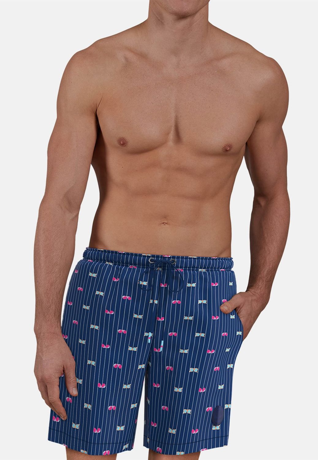 Ceceba Zwemshort Heren: Zonnebril motief, los model, ingewerkte slip