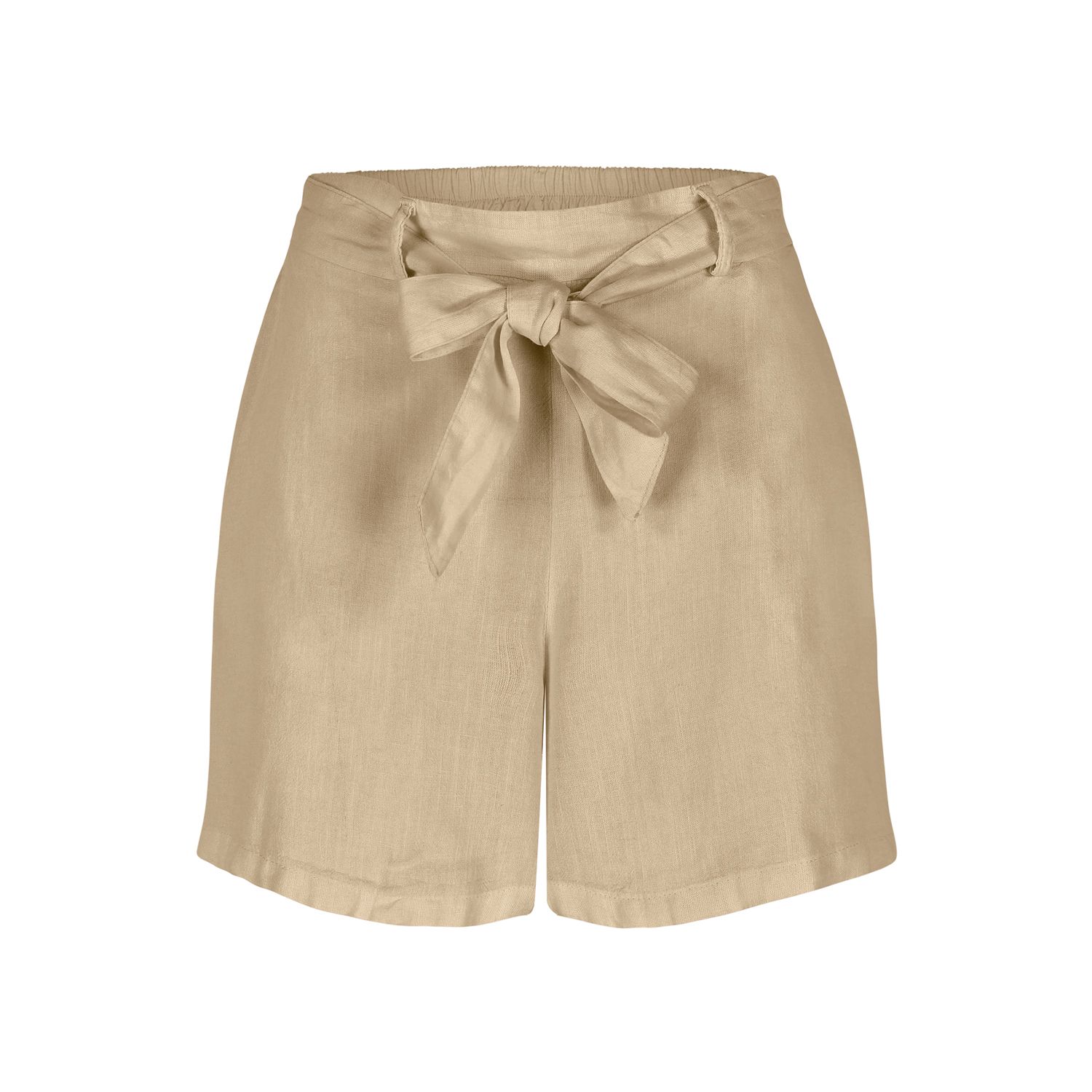 Punto One Dames Short: Camel, Linnen