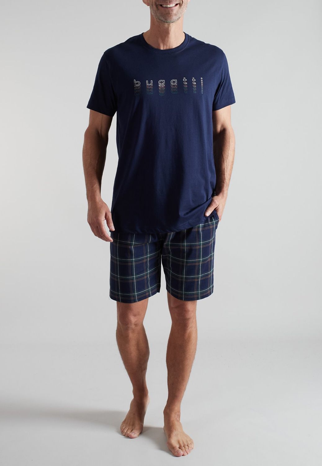 Bugatti Pyjama Heren: Blauw, Korte Mouw / short