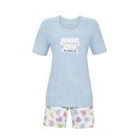 Ringella Dames pyjama: Blauw, hartjes short
