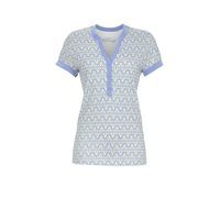 Ringella Bloomy Dames pyjama: Blauw, korte mouw / 7/8 broek