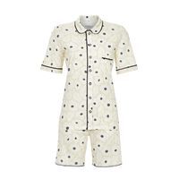 Ringella Dames Pyjama: Doorknoop model, Beige / blauw