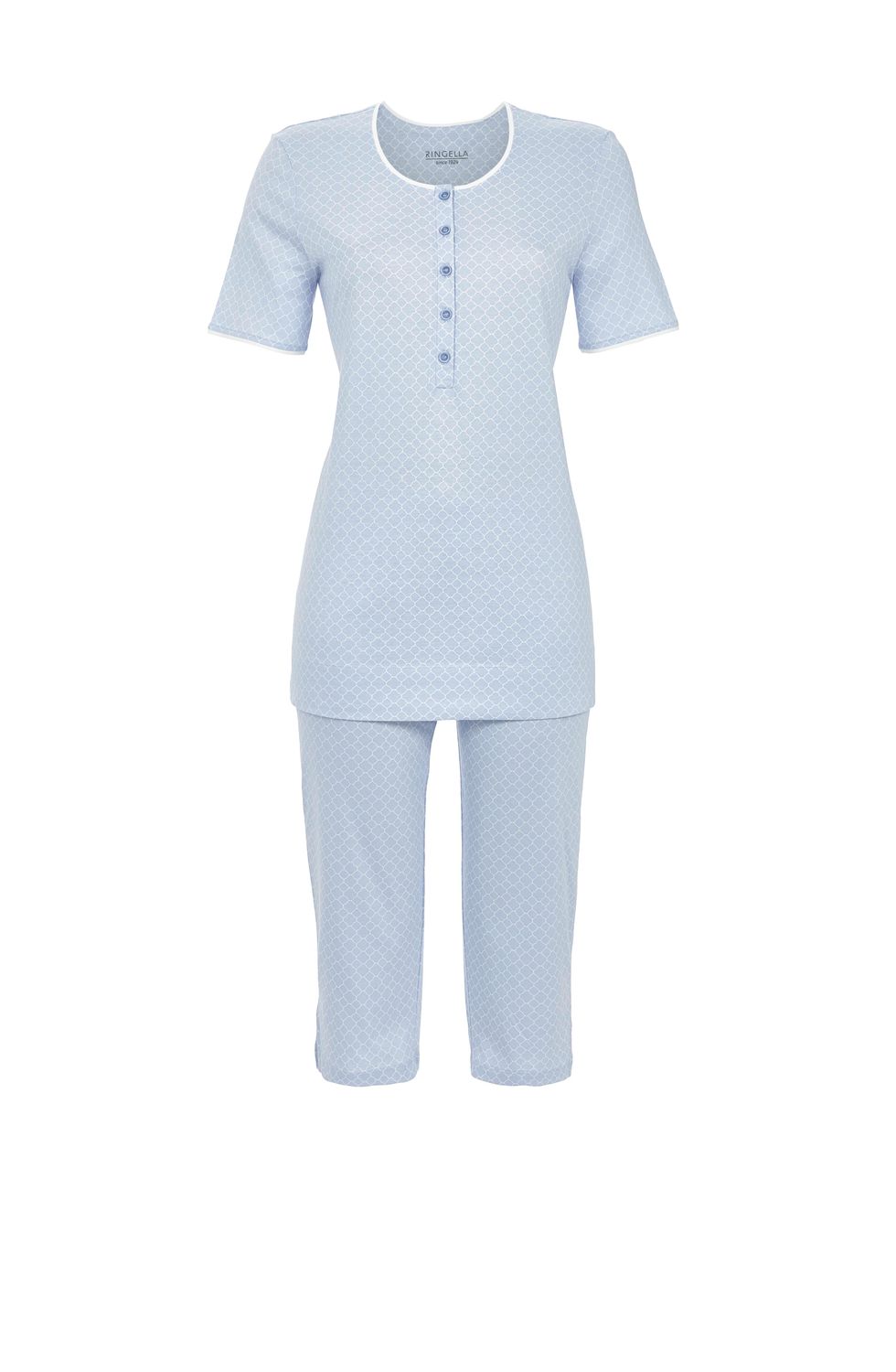 Ringella Dames pyjama: Blauw, korte mouw / capri broek