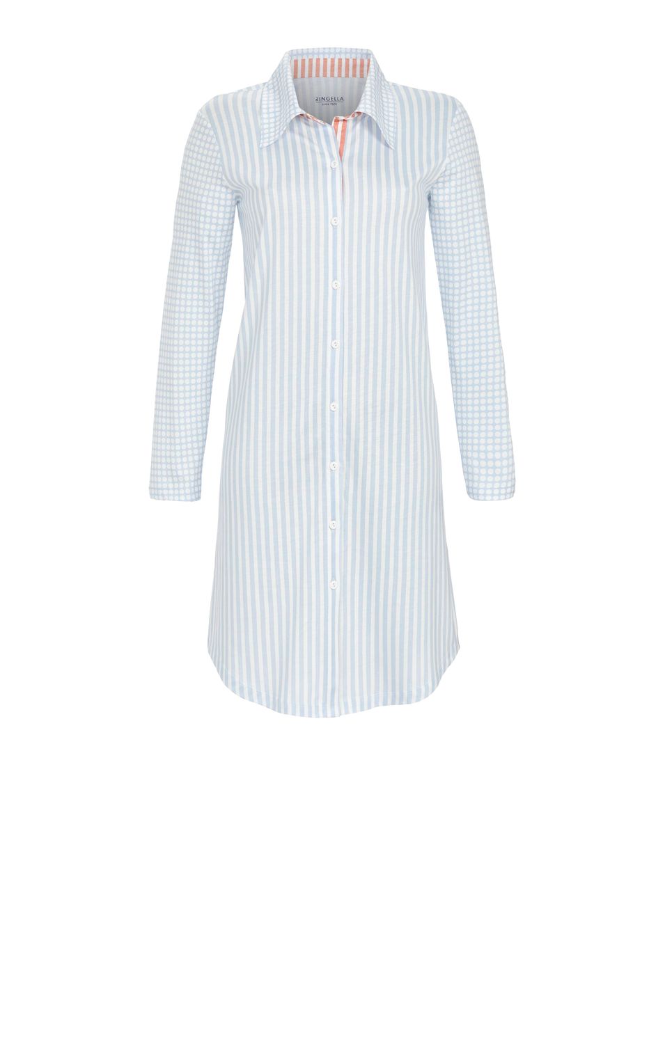Ringella Nachthemd Dames: Gestreept, Doorknoop model, Lengte 95cm