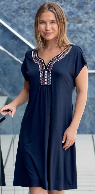 Mitjans zomer kleed: blauw Jersey