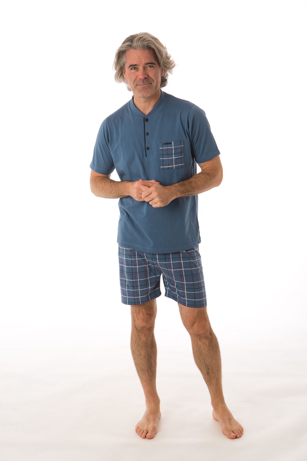 Perlina Pyjama Heren: Scott, Blauw