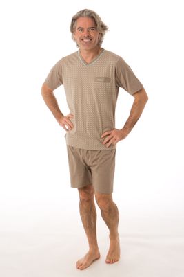 Perlina Heren Pyjama: Balder B, Licht bruin, Korte mouw
