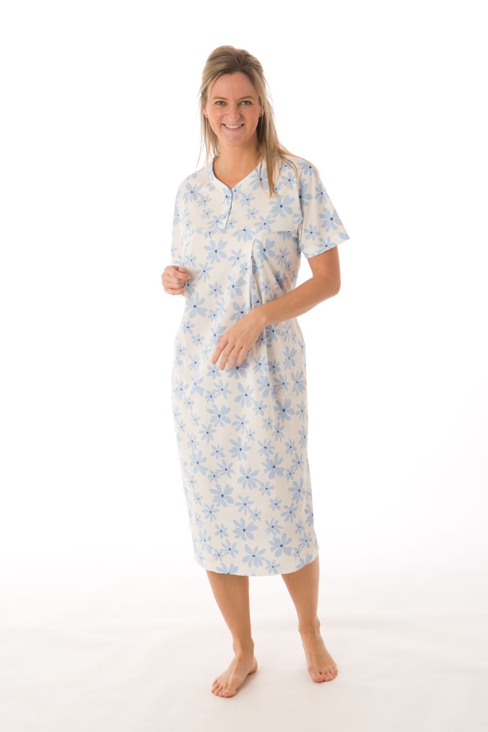 Perlina Nachthemd Dames: Bloem, Lengte 115cm