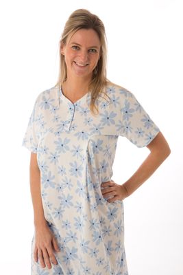 Perlina Nachthemd Dames: Bloem, Lengte 115cm