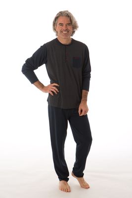 Perlina Heren Pyjama: Abem, Blauw, rechte broek
