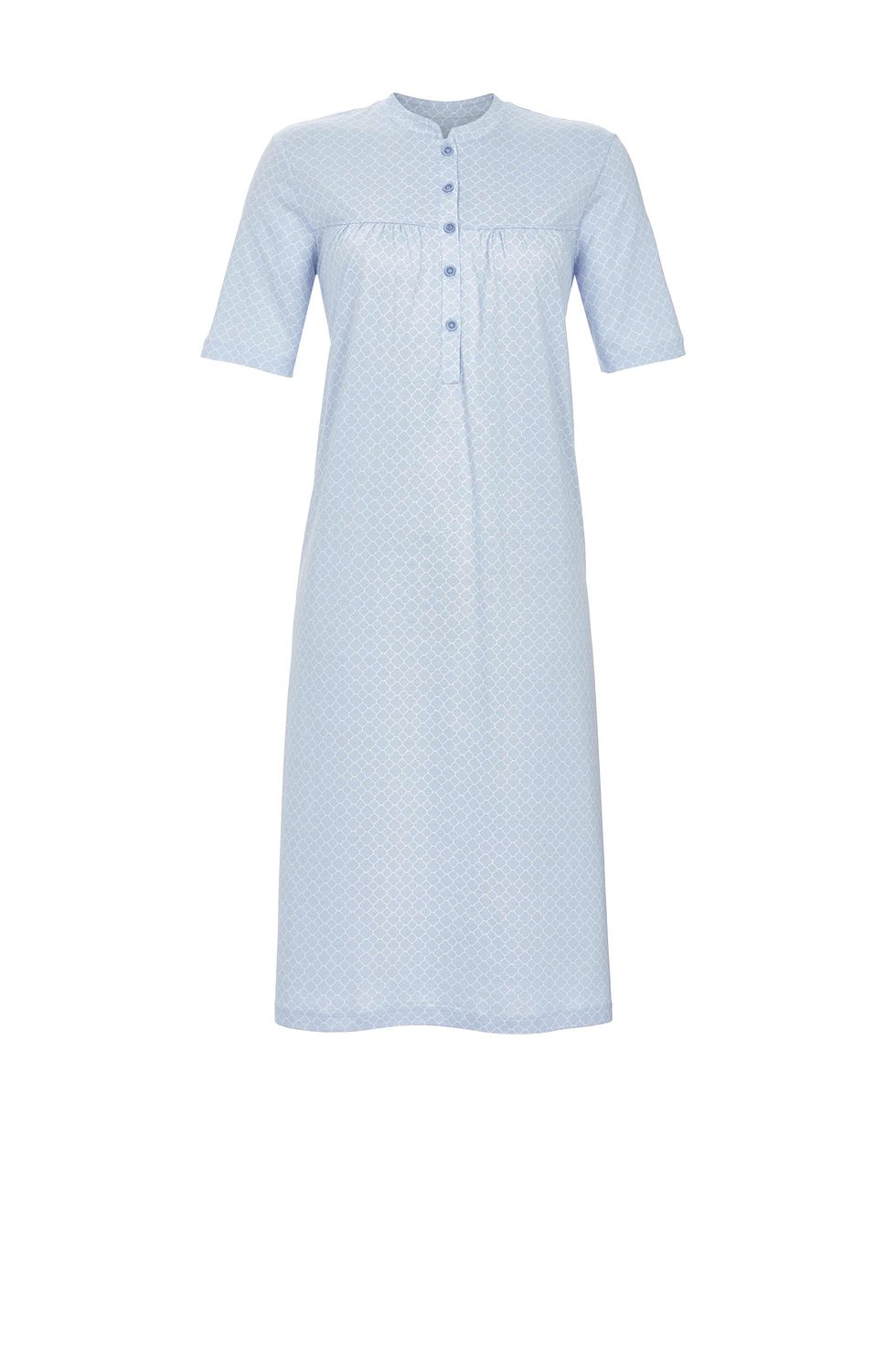 Ringella nachthemd dames: Korte mouw, klassiek model, blauw, Lengte 105cm