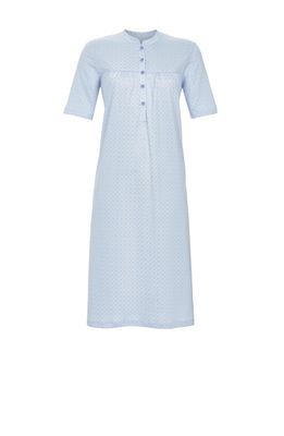 Ringella nachthemd dames: Korte mouw, klassiek model, blauw, Lengte 105cm
