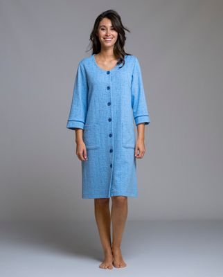 Egatex kamerjas met knopen: 3/4 mouw, Blauw