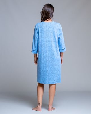 Egatex kamerjas met knopen: 3/4 mouw, Blauw