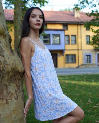 Dames nachthemd: Blauw, bretel